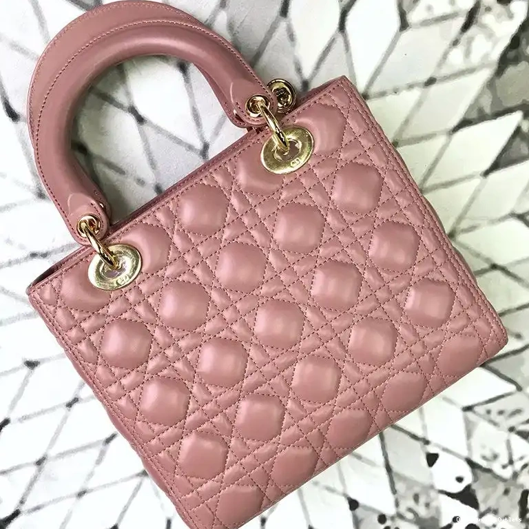 Cheap Medium Dior Lady Lambskin Gold Cannage Nude Bag 0625 Luxury
